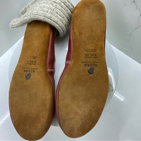 Acorn Comfort On Earth Gray Ragg Wool Leather Sole Slipper Socks 10.5-11.5 Men’s - Picture 6 of 9